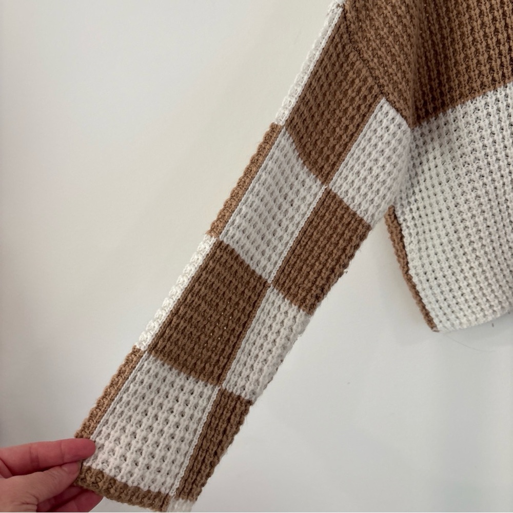 Moon & Madison Checked Sweater XS Brown and cream. - Picture 4 of 6